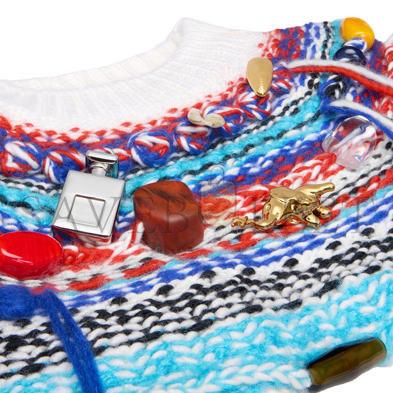 CELINE CROPPED CREWNECK SWEATER IN FAIR ISLE WOOL RY0N10X92.01RL